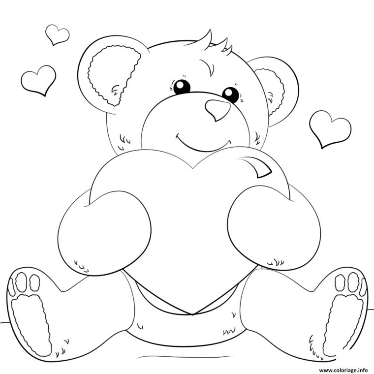 Coloriage Ourson Teddy Avec Un Gros Coeur Dessin intérieur Ourson A Colorier Et Imprimer