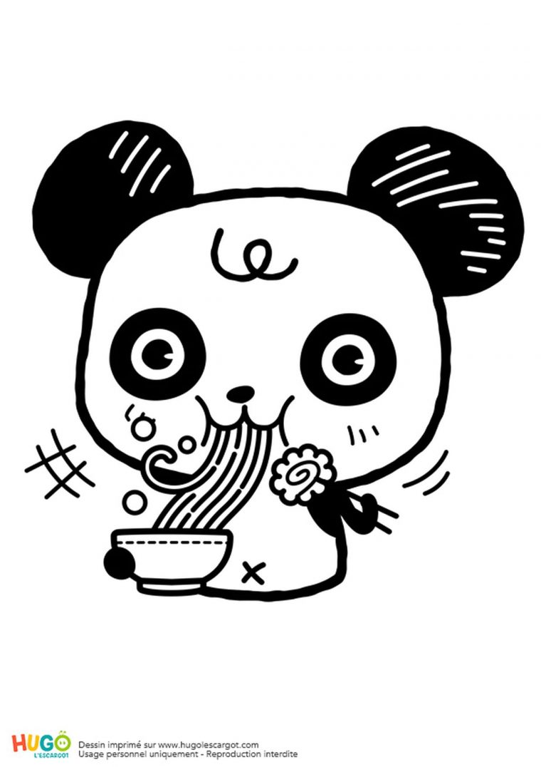 Coloriage Panda Et Bol De Ramen Kawaii En Ligne Gratuit À concernant Panda À Colorier