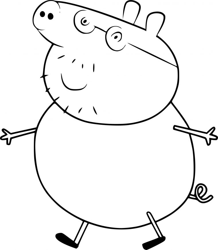 Coloriage Papa Cochon Dans Peppa Pig À Imprimer à Dessin Cochon A Colorier