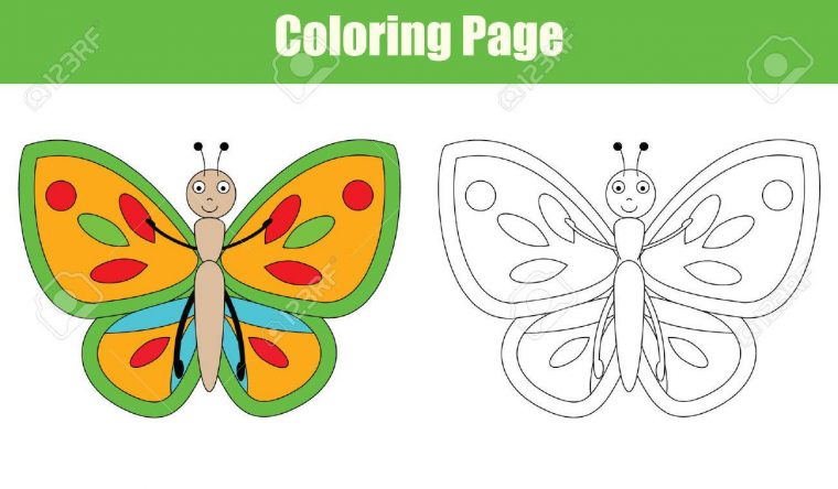 Coloriage Papillon Jeu De Dessin Pour Les Enfants. Couleurs De Copie  Colorier Activité Livre Pour Enfants avec Dessin Pour Enfant À Colorier