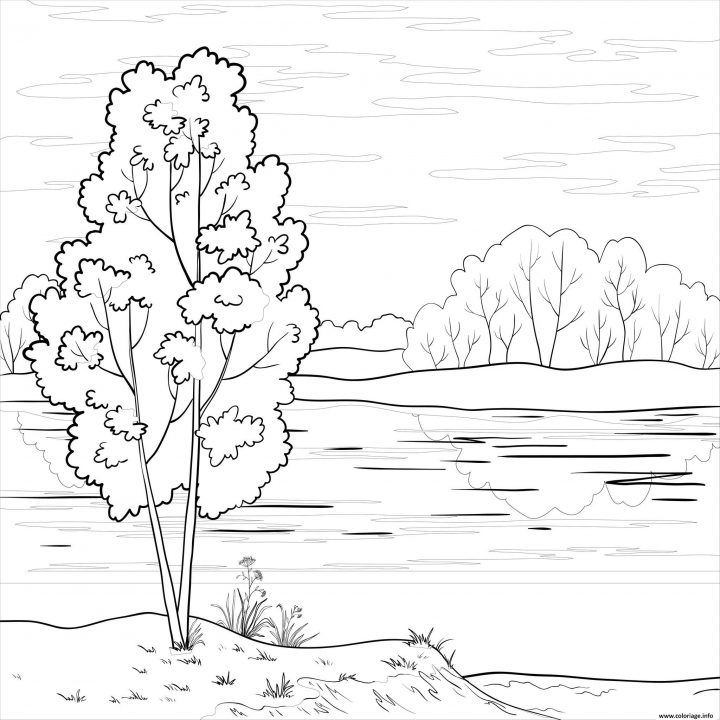 Coloriage Paysage Naturel Dessin dedans Dessin Printemps Paysage