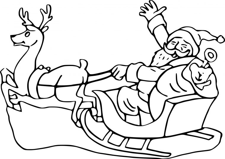 Coloriage Père Noël Dans Son Traineau À Imprimer Sur concernant Coloriage De Père Noel Gratuit A Imprimer