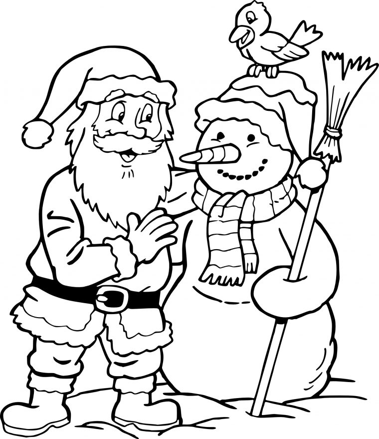 Coloriage Père Noël Et Bonhomme De Neige À Imprimer intérieur Dessins Pere Noel Imprimer