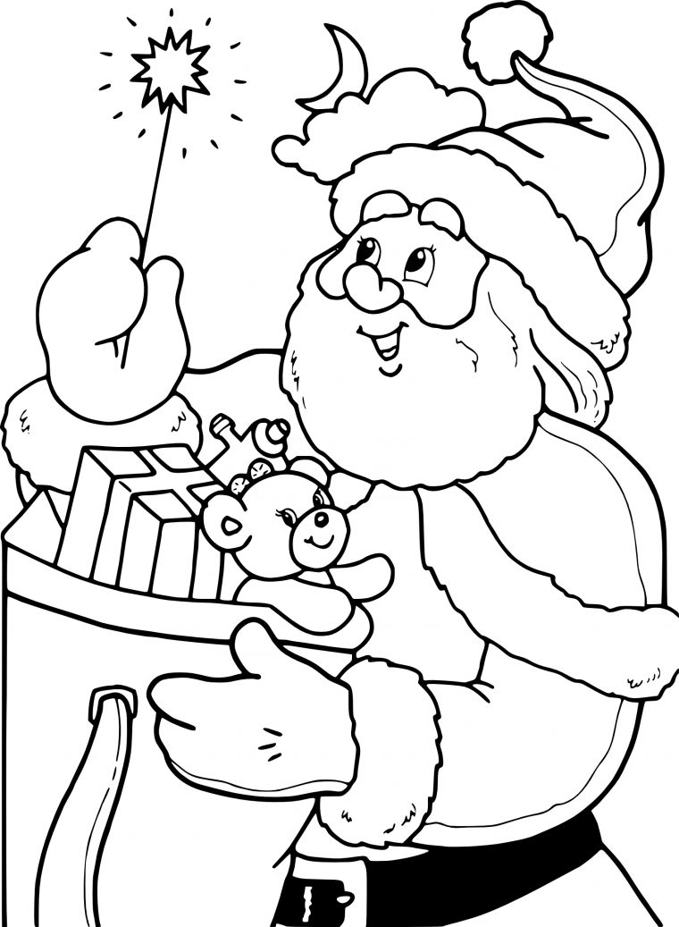 Coloriage Père Noël Et Une Baguette Magique À Imprimer pour Coloriage Pere Noel À Imprimer Gratuit