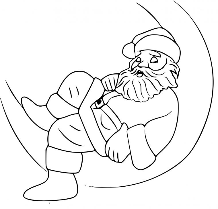 Coloriage Pere Noel Sur La Lune À Imprimer à Coloriage Pere Noel À Imprimer Gratuit