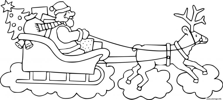 Coloriage Pere Noel Traineau Renne Dessin intérieur Coloriage De Père Noel Gratuit A Imprimer