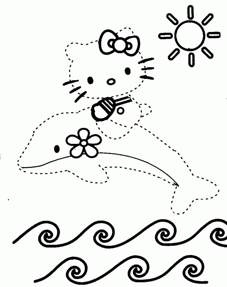 Coloriage Point A Point A Imprimer Hello Kitty Et Le Dauphin tout Dessin Dauphin A Imprimer