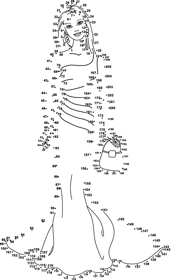 Coloriage Point À Relier Barbie À Imprimer pour Dessin A Relier