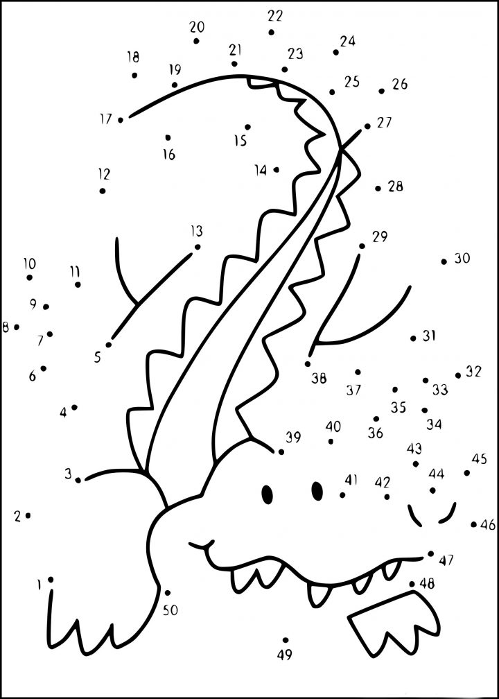 Coloriage Point À Relier Crocodile A Imprimer avec Jeux A Relier