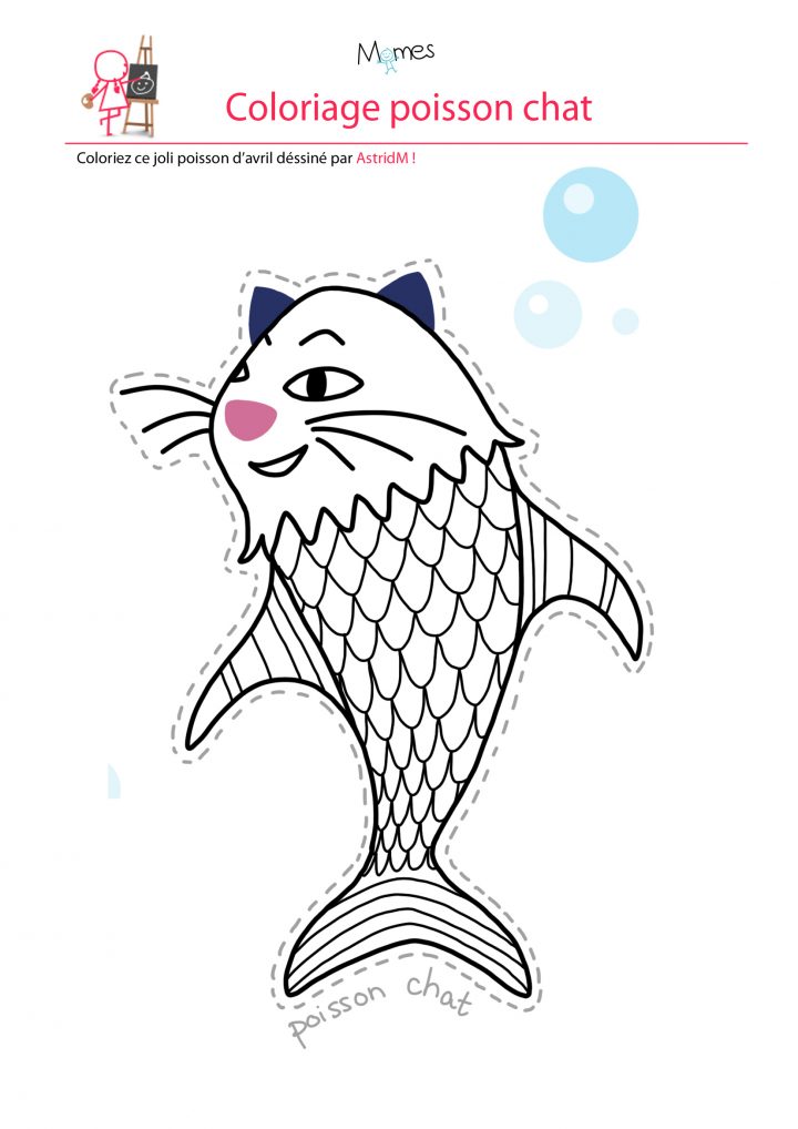 Coloriage Poisson D'avril : Le Poisson Chat – Momes concernant Dessin De Poisson D Avril A Imprimer