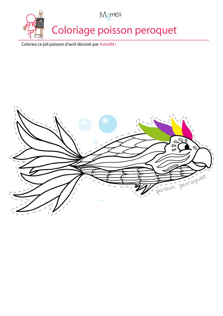 Coloriage Poisson D'avril : Le Poisson Perroquet – Momes intérieur Dessin De Poisson D Avril A Imprimer