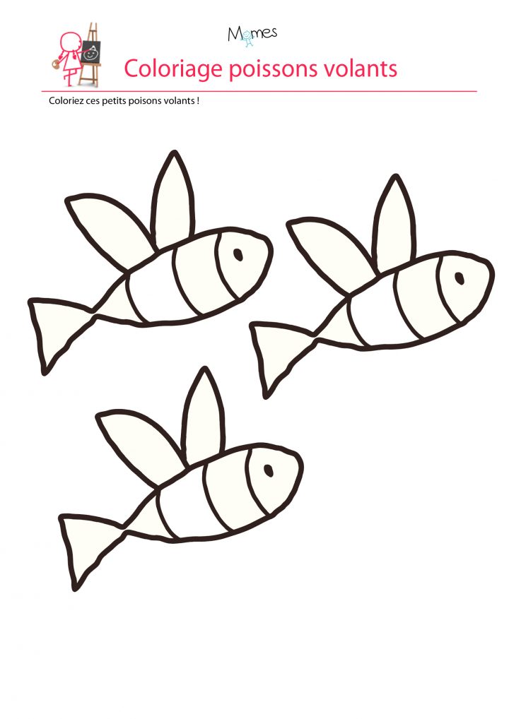 Coloriage Poisson D'avril : Les Poissons Volants – Momes concernant Coloriage En Ligne 3 Ans