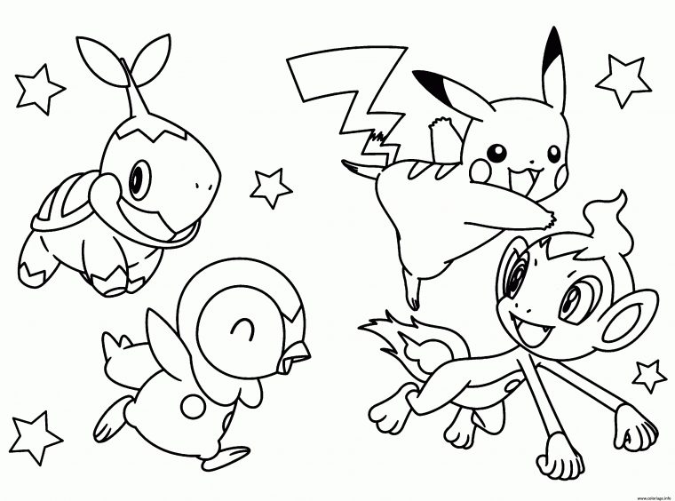 Coloriage Pokemon Pikachu Avec Ses Amis Dessin dedans Dessin De Pikachu Facile