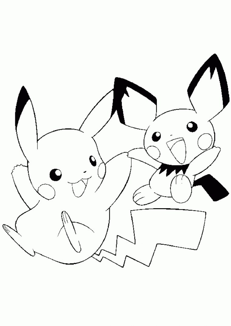 Coloriage Pokémon Pikachu Et Pichu destiné Dessin De Pikachu Facile