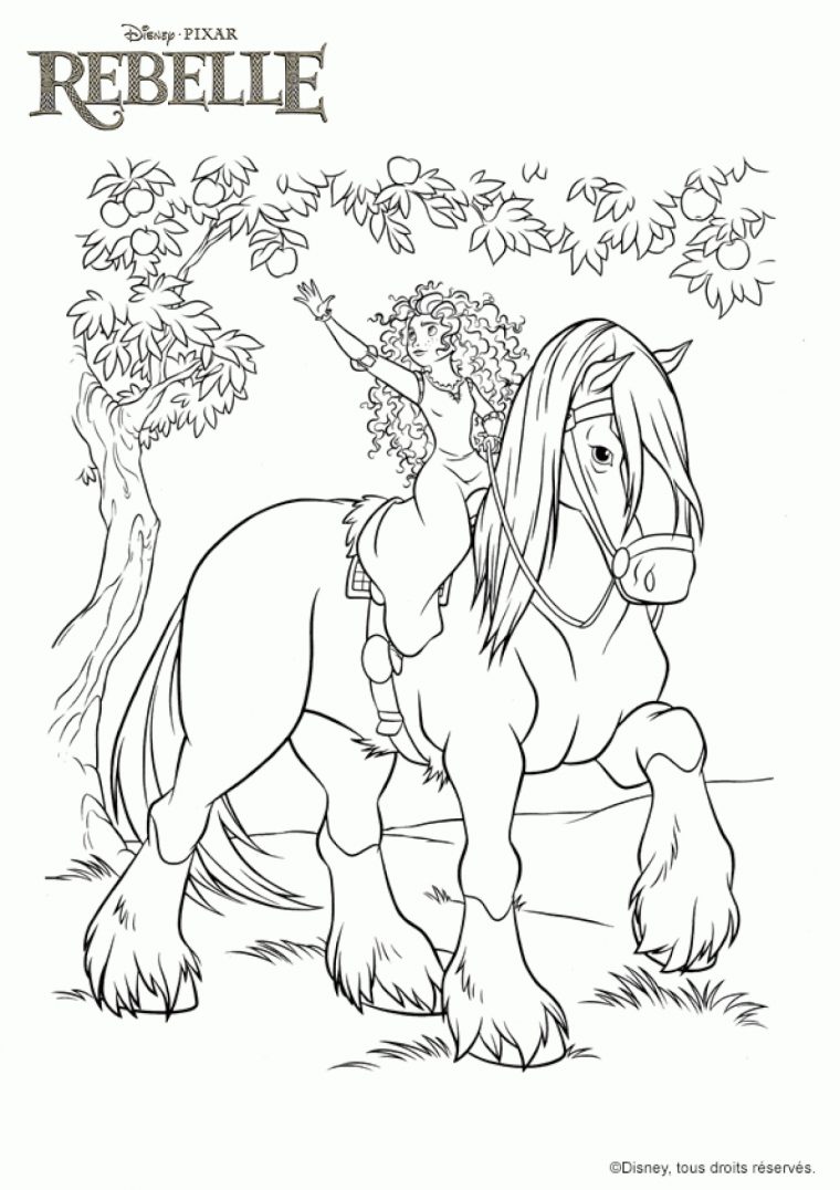 Coloriage Rebelle Et Cheval Cueillent Une Pomme serapportantà Dessin De Rebelle