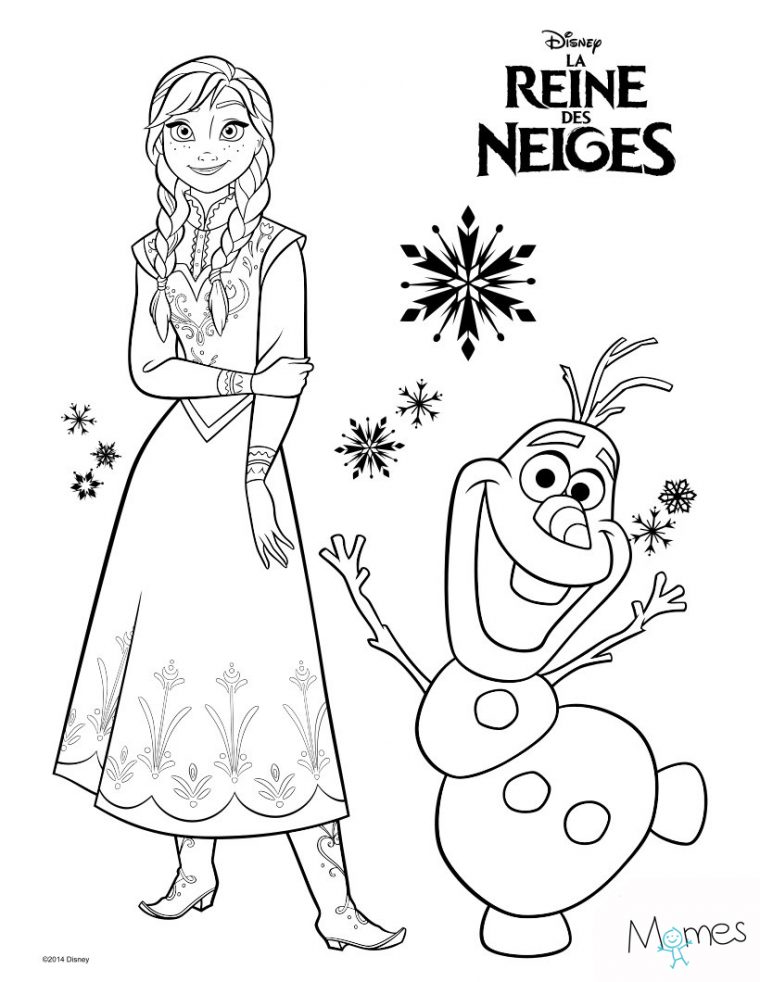 Coloriage Reine Des Neiges : Anna Et Olaf – Momes tout Dessin Pour Enfant À Colorier