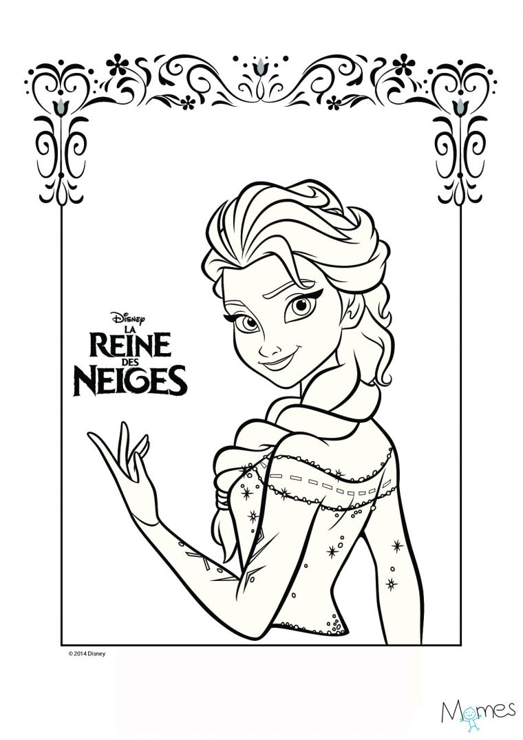 Coloriage Reine Des Neiges : Portrait D'elsa – Momes destiné Dessin Pour Enfant À Colorier