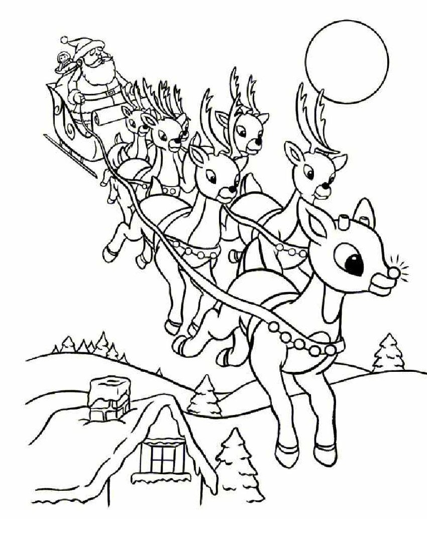 Coloriage Rennes Magiques Du Père Noël À Imprimer Gratuit intérieur Coloriage De Père Noel Gratuit A Imprimer