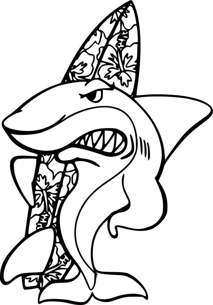 Coloriage Requin Fait Du Surf À Imprimer avec Coloriage Requin À Imprimer