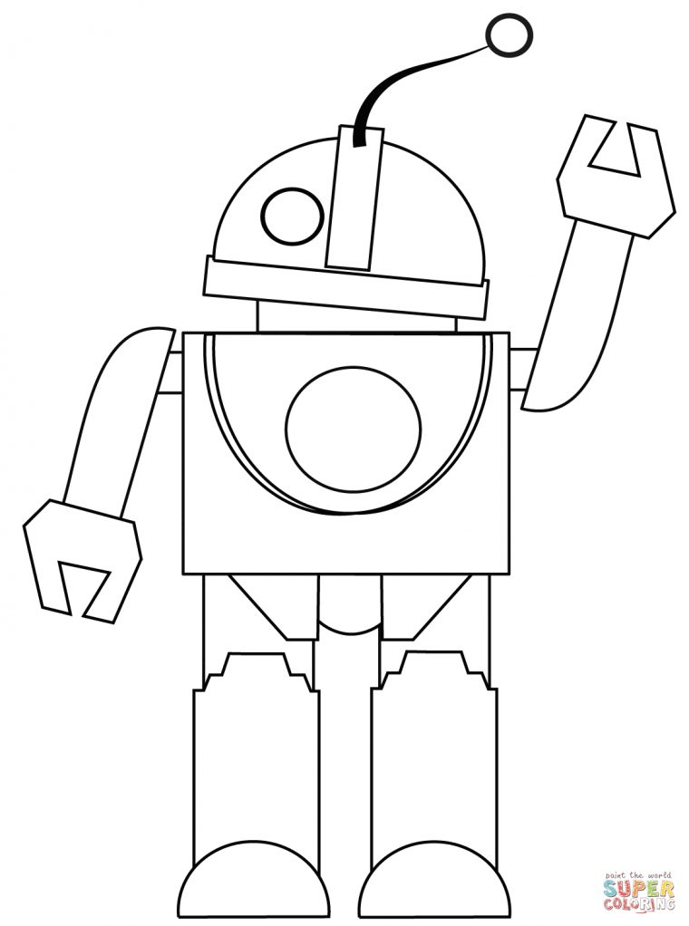 Coloriage – Robot Dit Salut! | Coloriages À Imprimer Gratuits pour Coloriage Robot À Imprimer