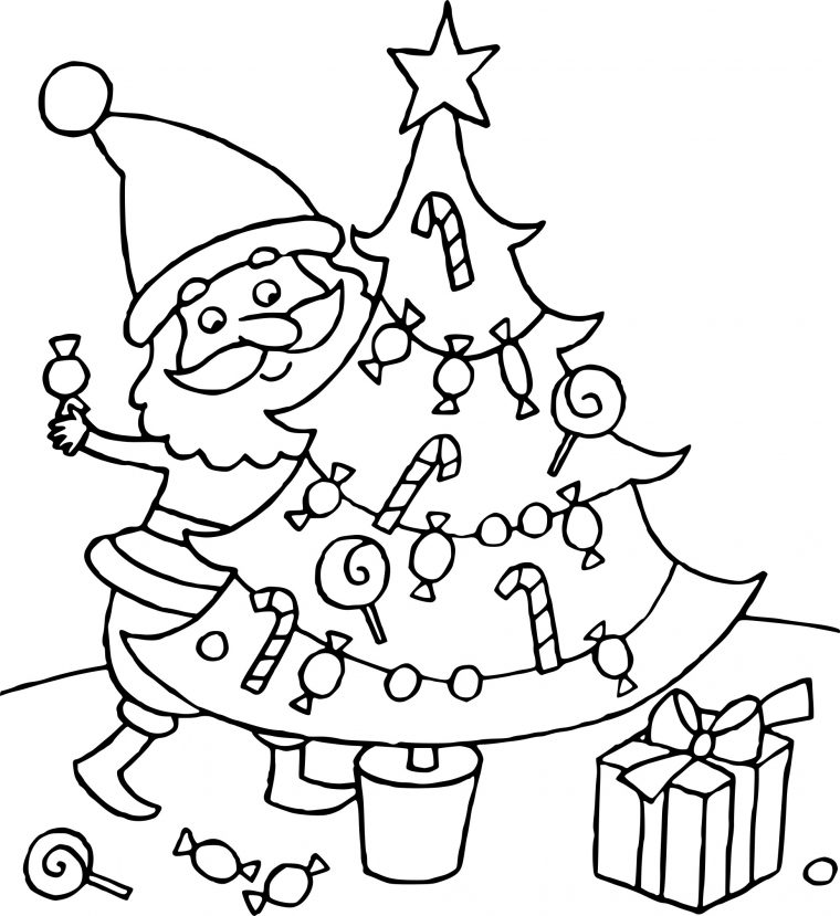 Coloriage Sapin De Noel Et Pere Noel À Imprimer intérieur Coloriage De Sapin De Noel A Imprimer Gratuit