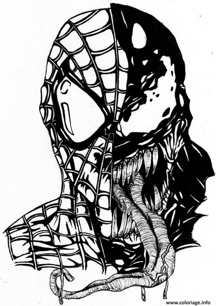 Coloriage Spiderman Venom Mask – Jecolorie | Coloriage serapportantà Tete Spiderman A Imprimer