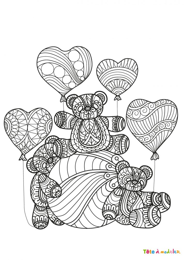 Coloriage St Valentin Ours Au Coeur Et Cadeau – Tête À Modeler encequiconcerne Dessin Pour La Saint Valentin