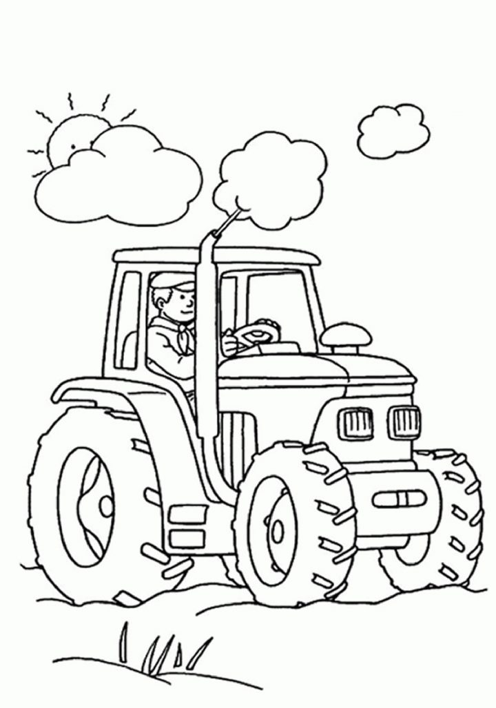 Coloriage Sur La Ferme (Tracteurs, Fermier, Animaux avec Sam Le Tracteur Dessin Anime