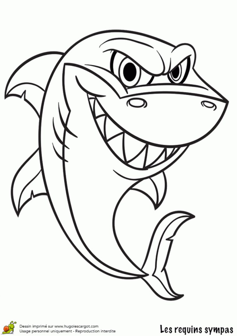 Coloriage Terrifiant Requin Sur Hugolescargot dedans Dessin De Requin À Imprimer