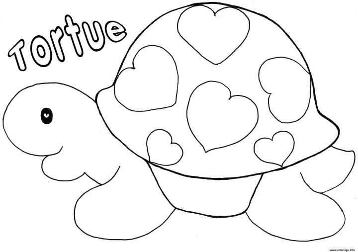 Coloriage Tortue Avec Des Coeurs Saint Valentin Dessin intérieur Dessin Tortue À Imprimer