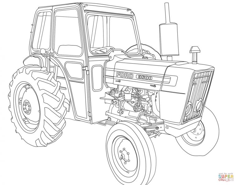 Coloriage – Tracteur Ford 3600 | Coloriages À Imprimer Gratuits destiné Dessin De Tracteur À Colorier