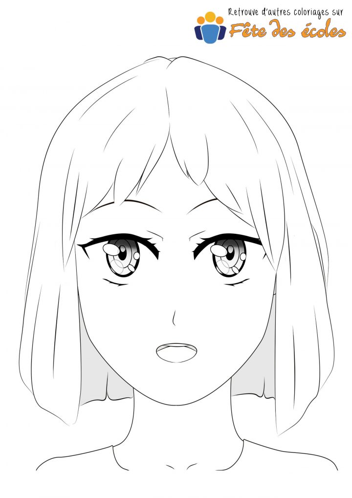 Coloriage Visage Fille De Manga à Visage À Colorier