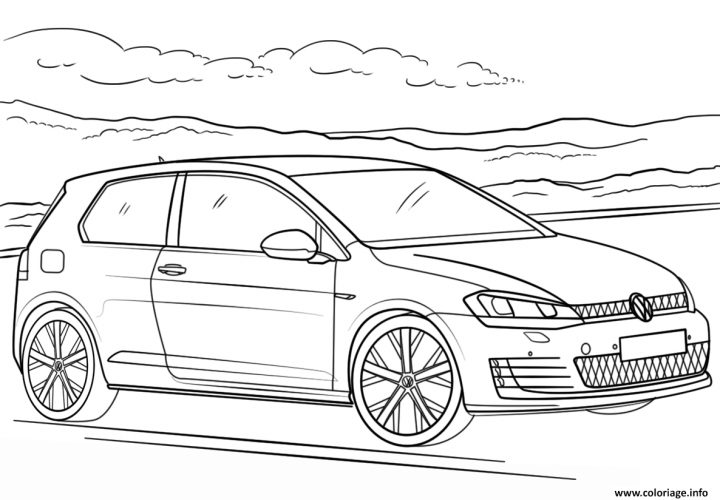 Coloriage Voiture Volkswagen Golf Gti Dessin serapportantà Ferrari A Colorier