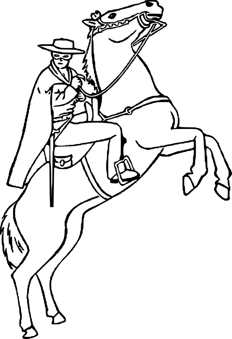 Coloriage Zorro Sur Un Cheval À Imprimer encequiconcerne Jeux De Coloriage De Cheval