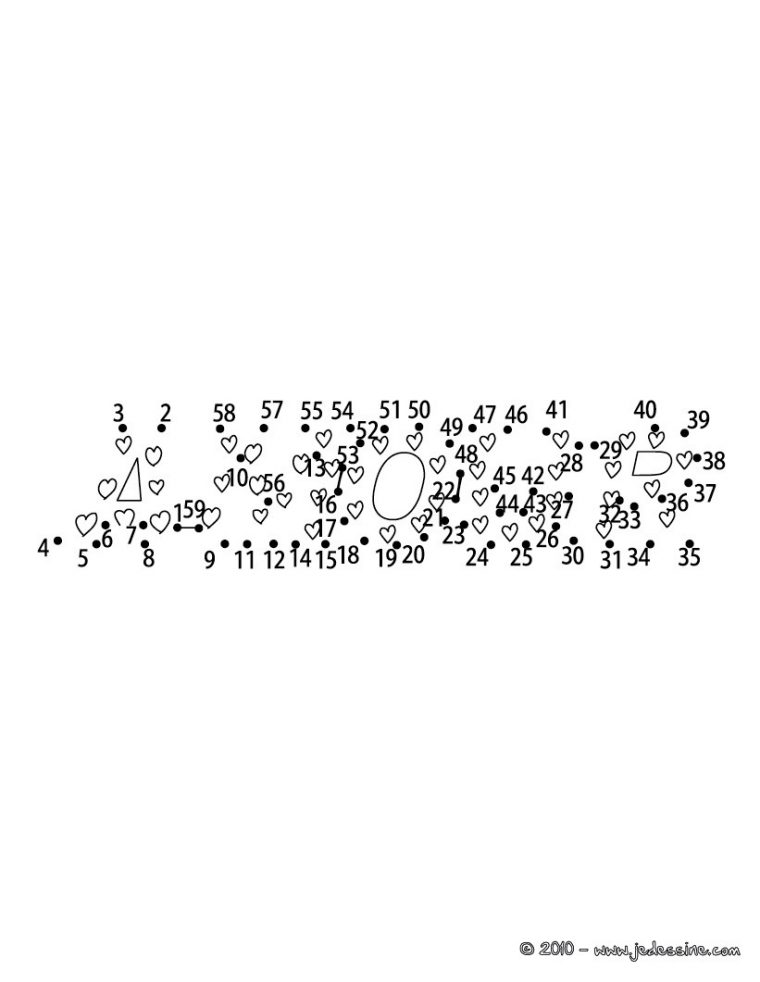 Coloriages Amour Points À Relier Difficile – Fr.hellokids pour Jeux Relier Les Points