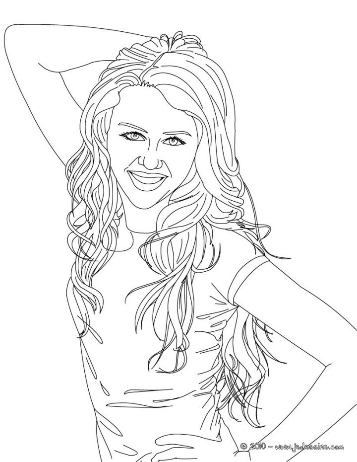 Coloriages Coloriage Du Visage De Myley Cyrus – Fr.hellokids intérieur Visage À Colorier