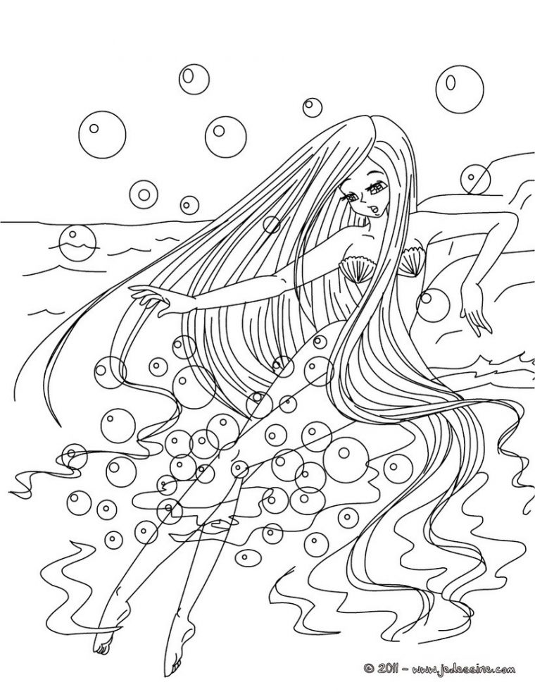 Coloriages Coloriage Gratuit La Petite Sirène – Fr.hellokids à La Petite Sirène À Colorier