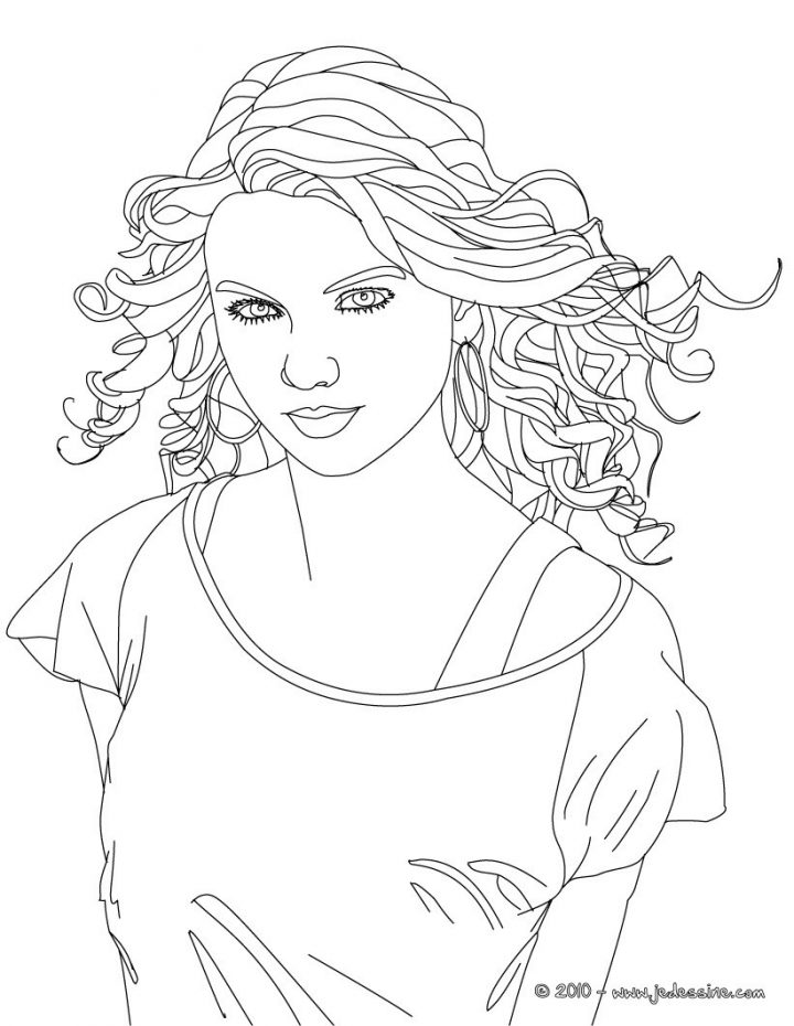 Coloriages Colorier Taylor Swift – Fr.hellokids à Visage À Colorier