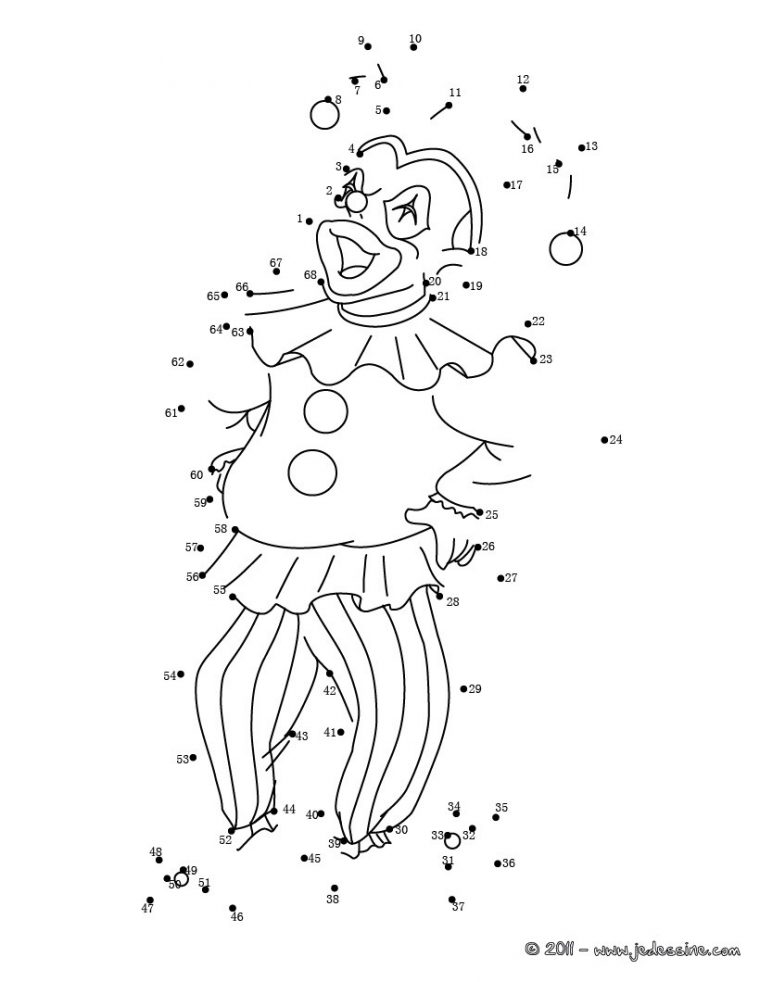 Coloriages Costume Clown Points À Relier – Fr.hellokids dedans Jeux Point À Relier