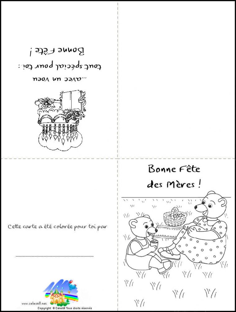 Coloriages Enfants – Carte À Imprimer Et À Colorier Bonne à Carte Fête Des Mères À Imprimer