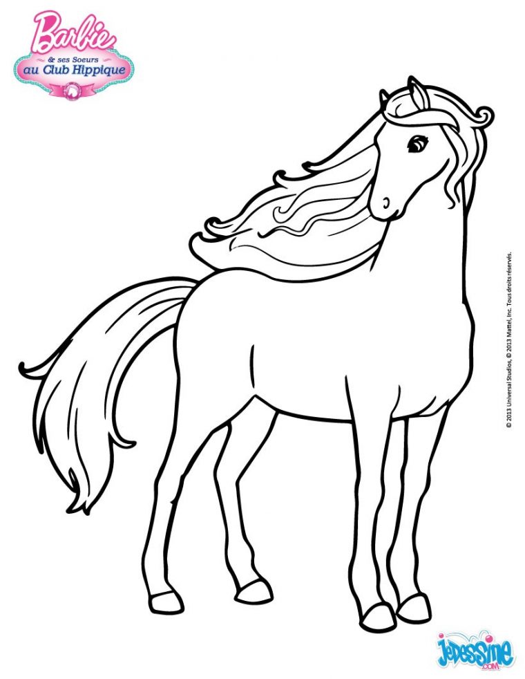 Coloriages Le Cheval De Barbie – Fr.hellokids avec Dessin De Cheval A Colorier