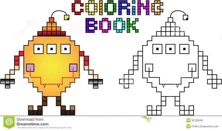 Coloring Book Pixel Monster First Stock Vector encequiconcerne Pixel A Colorier