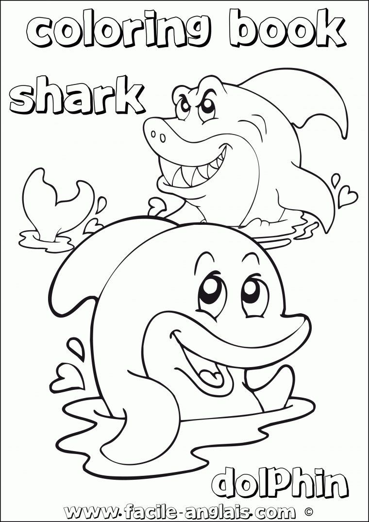 Coloring Dolphin And Shark (Coloriage Avec Un Dauphin Et Un concernant Coloriage A Imprimer De Dauphin