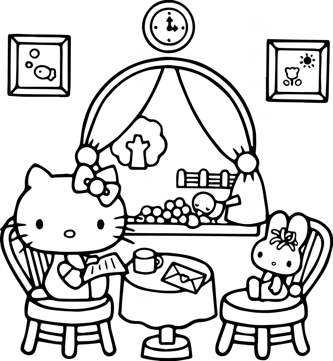 Coloring Pages  Hello Kitty At Home Play Bear Coloring intérieur Hello