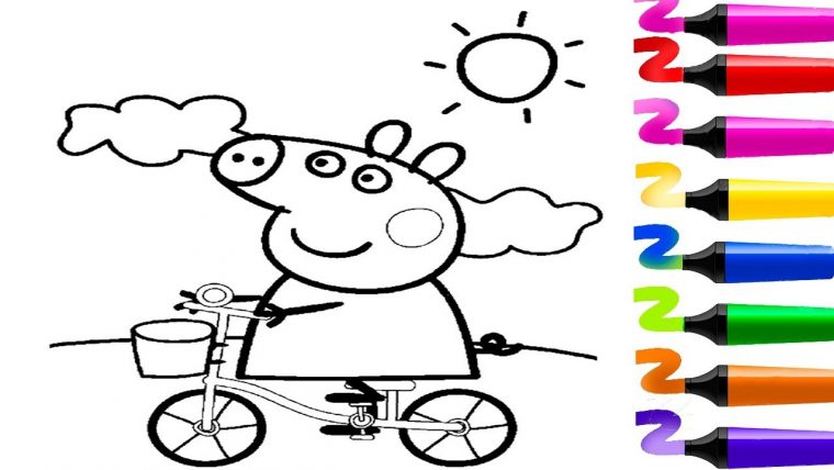 Comment Colorier Peppa Pig Qui Fait Du Vélo! Coloriage Pour à Peppa Pig A Colorier