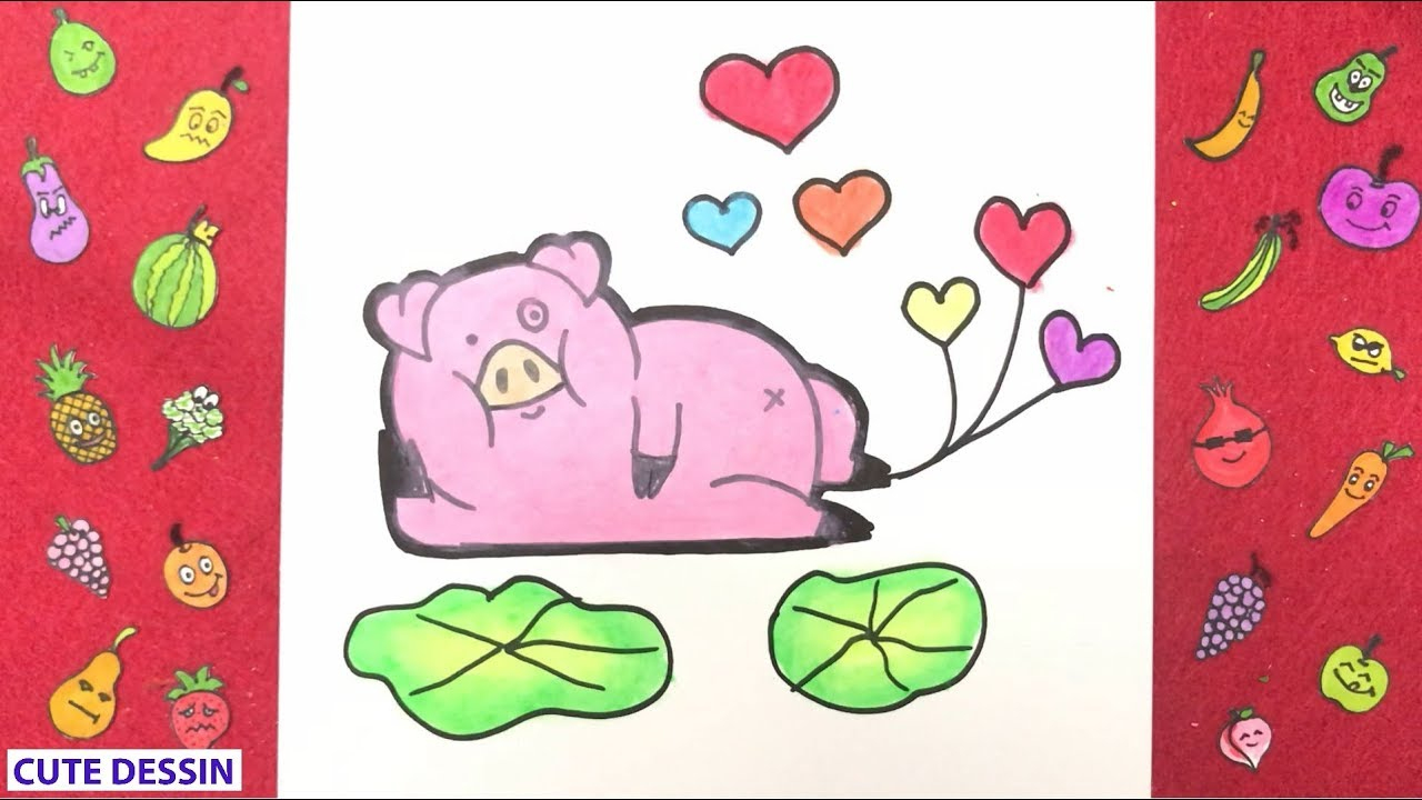 Comment Dessiner Et Colorier Un Cochon Mignon Facilement Étape Par Étape 6  – Dessin Cochon pour Dessin A Colorier Cochon