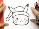 Comment Dessiner Pikachu Kawaii Pour Noël -  | Dessin pour Dessin De Pikachu Facile