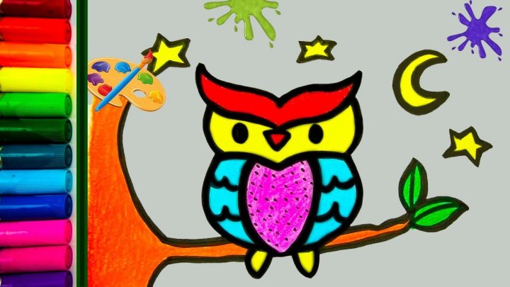 Comment Dessiner Un Hibou Pas À Pas Pour Enfants| Apprendre Les Couleurs En  Anglais Avec Les Animaux encequiconcerne Dessiner Un Hibou