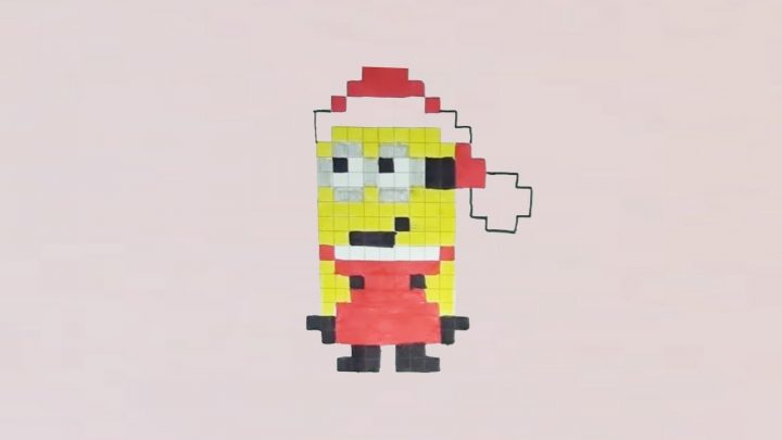 Comment Dessiner Un Minion Père Noël Pixel Art intérieur Pixel Art Pere Noel