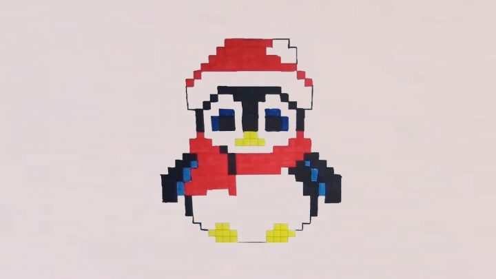 Comment Dessiner Un Pingouin De Noël Pixel Art serapportantà Dessin Pixel Noel